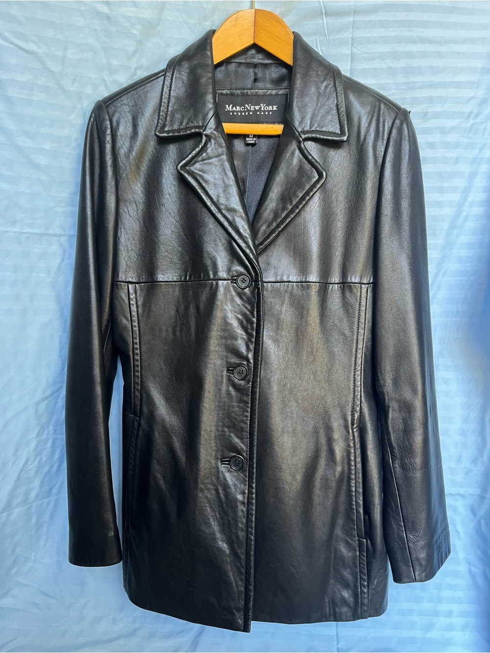 Marc New York Women's Black Lamb Leather Blazer Jacket M